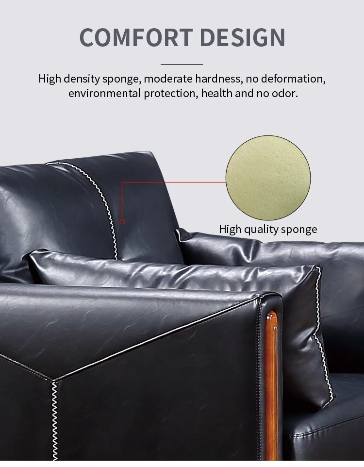 Pengpai Leather Sofas Settee 3 Seater Modern Sofa Set