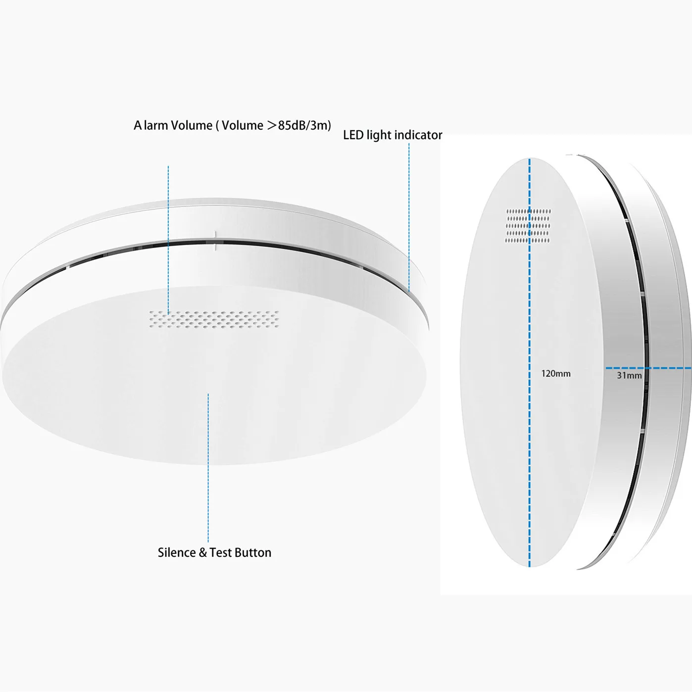 Ultra Thin Standalone  Photoelectric Smoke Detector sensor fire alarm