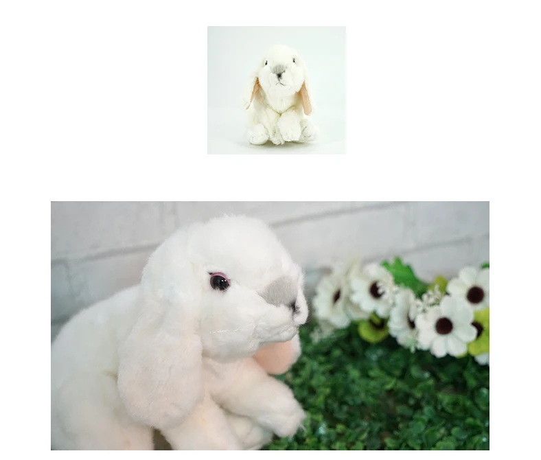 Cute Sitting Long Ears Rabbit Stuffed Toy Animal White Lops Plush Toy