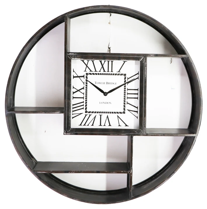 Black Metal Home Wall Shelf Clock,Decorative Wall Clock Buy Wall