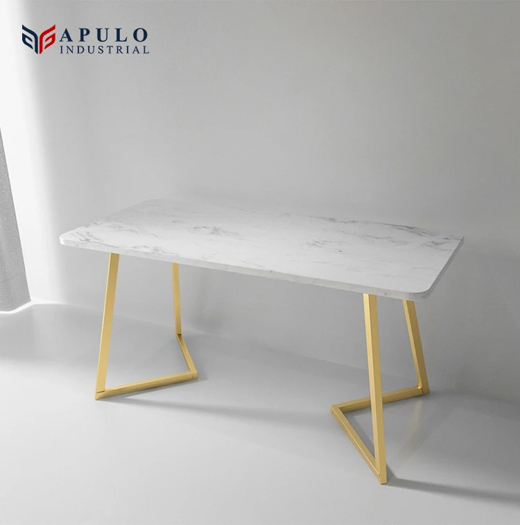 White Rectangular Marble Office Table Carrera Nano White Rectangle