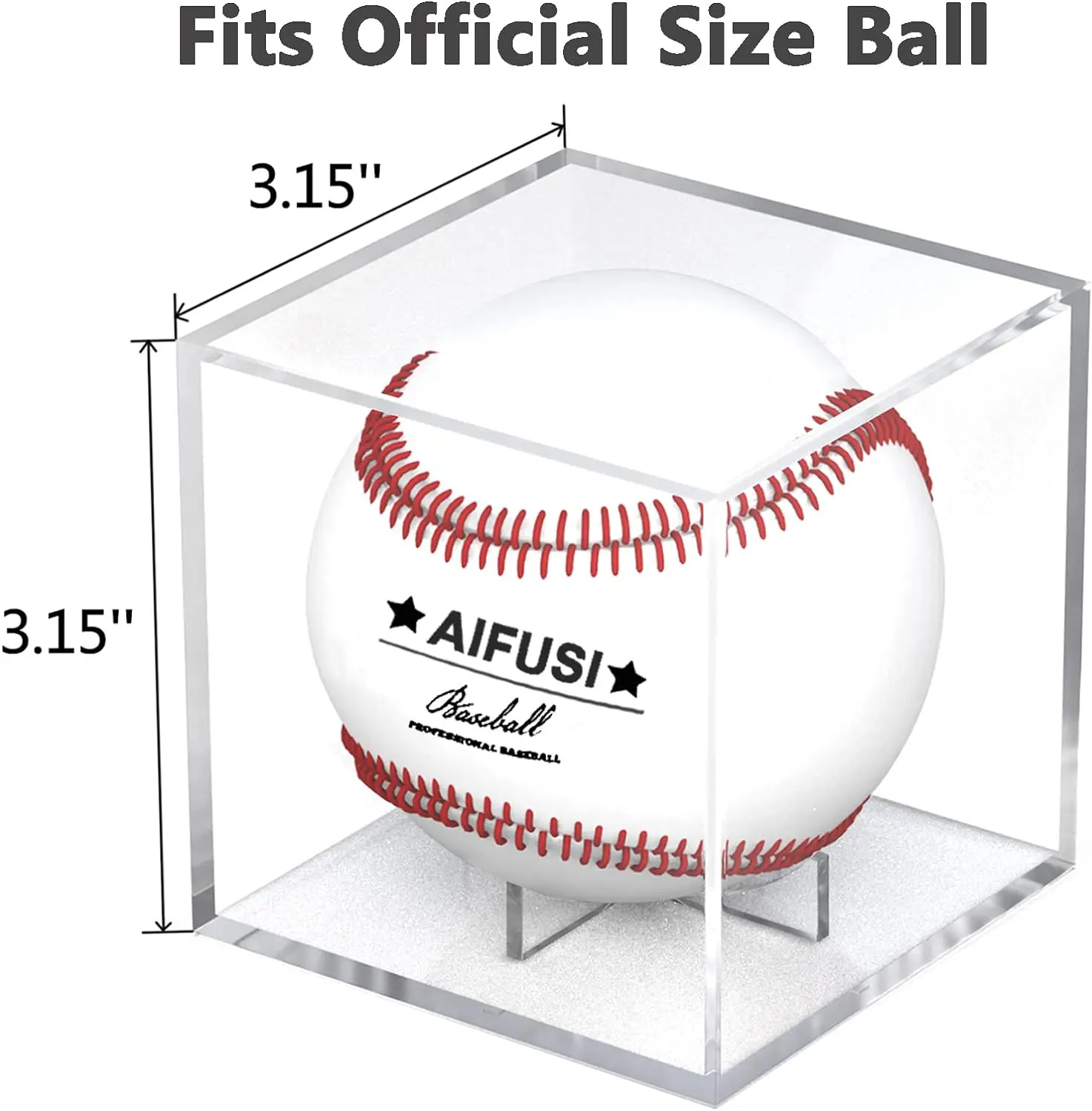 Baseball Display Box,Uvproof Acrylic Cube Baseball Stand Square Transparent Box Souvenir