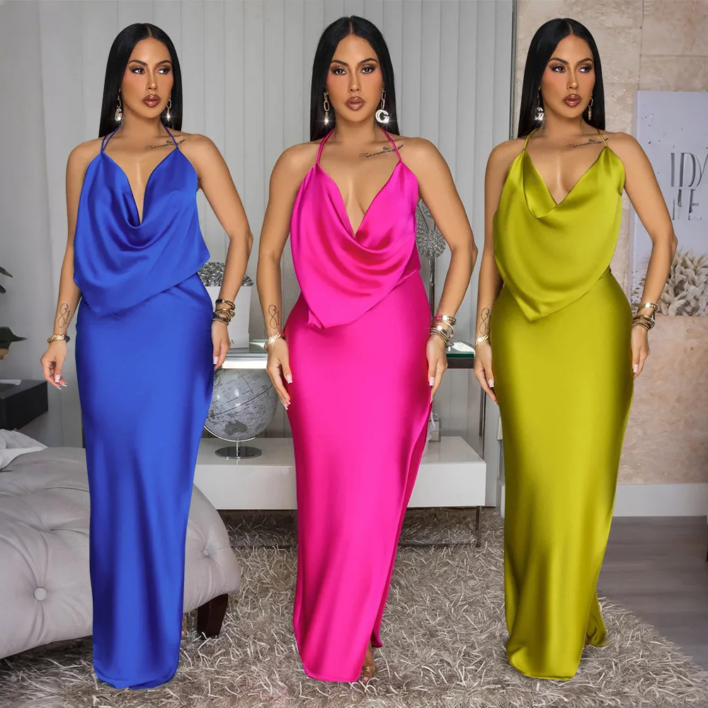 extra large club dresses ESPIRAL Club Wear Dress 466 - Extra Large - Salmon Pink/Blue
