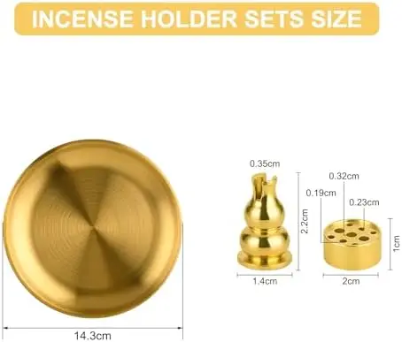 5.51 Inch Brass Stick Incense Burner Tray Plated Alloy Ash Catcher Stick Coil Cone for Yoga Meditation Buddhism for Home Office