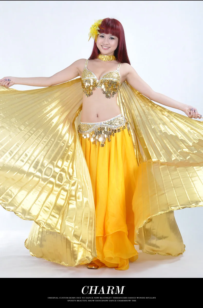 Sequins Gold Professional Belly Dance Performance Costumes Bellyqueen