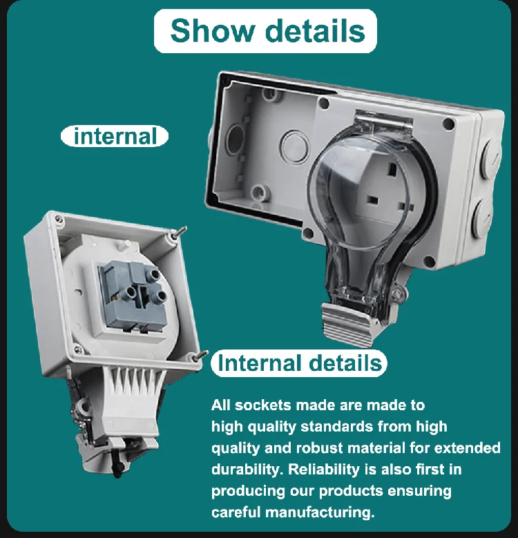 New 250V IP66 Outdoor UK Double 13A 3-pin Waterproof Electrical Plug Socket Cover