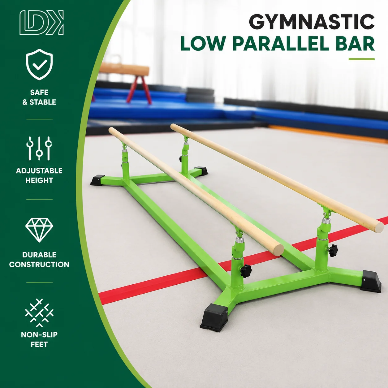 Gymnastics Low Parallel Bar Adjustable Floor Parallel Bar Fig Approved for Artistic Gymnastics
