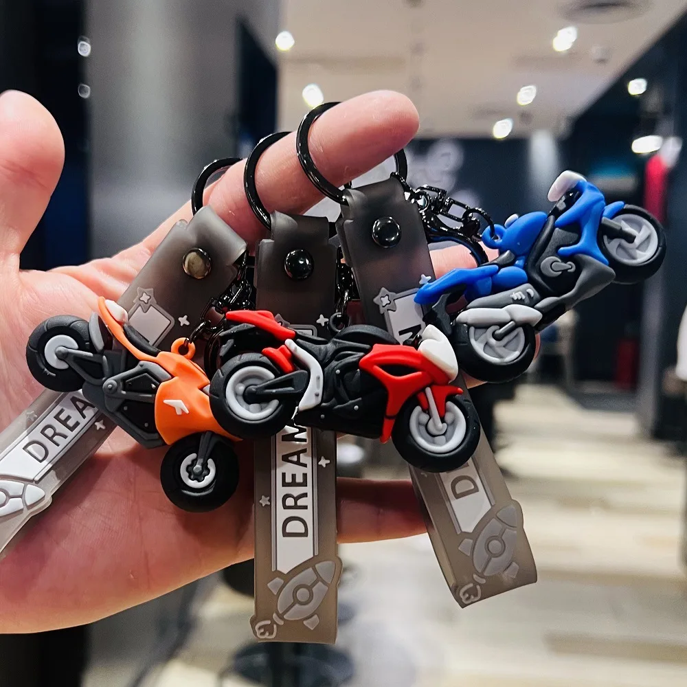 Custom 2D Design Racing Motorcycle PVC Keychain Soft Rubber Fashion ...