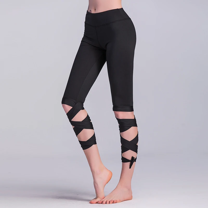 
Wrap Around Yoga Pants Fitness Pants Dance Ballet Straps Leggings 