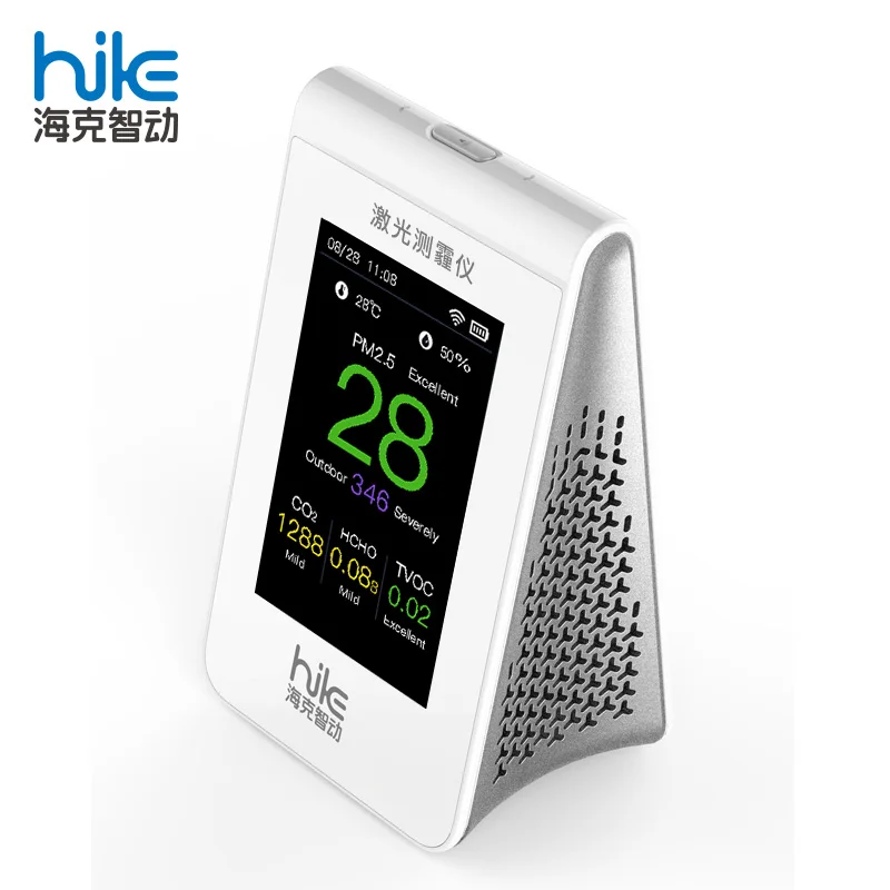 
HIKE Desktop Air Quality Monitor Detect PM2.5 CO2 Temperature Humidity HCHO TVOC with WiFi 