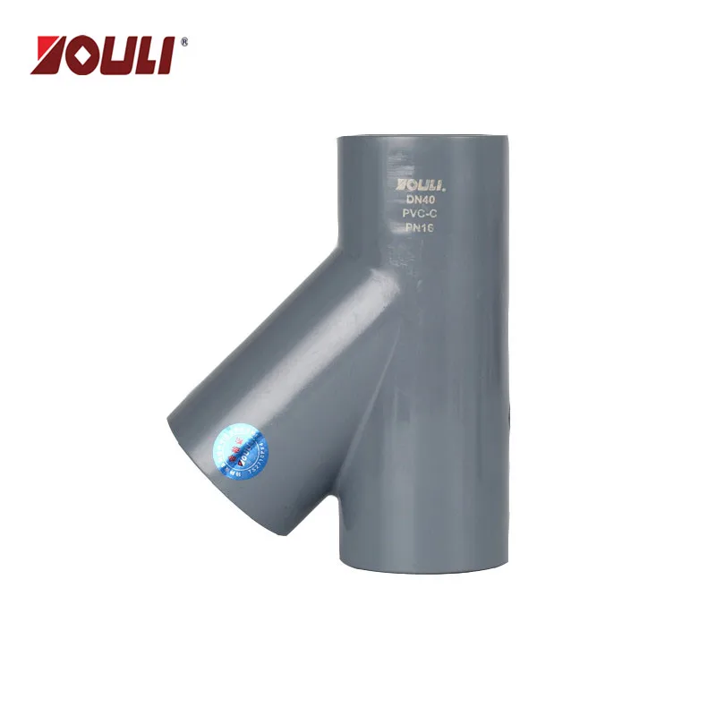 Pvc Wye Tee 2" Sch80 Cpvc Wye Socket Pvc Fitting Y Tee 45deg Reducing