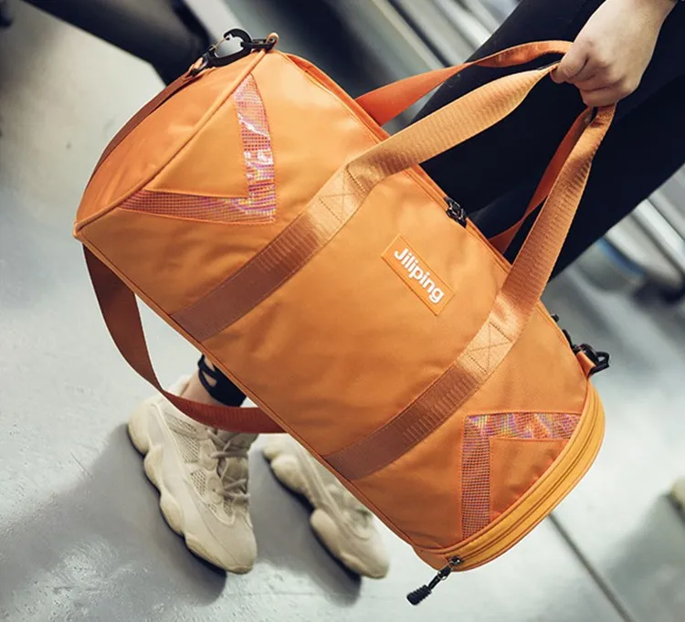 圆柱形干湿分离袋短途旅行袋女性瑜伽健身房运动健身袋定制标志包装