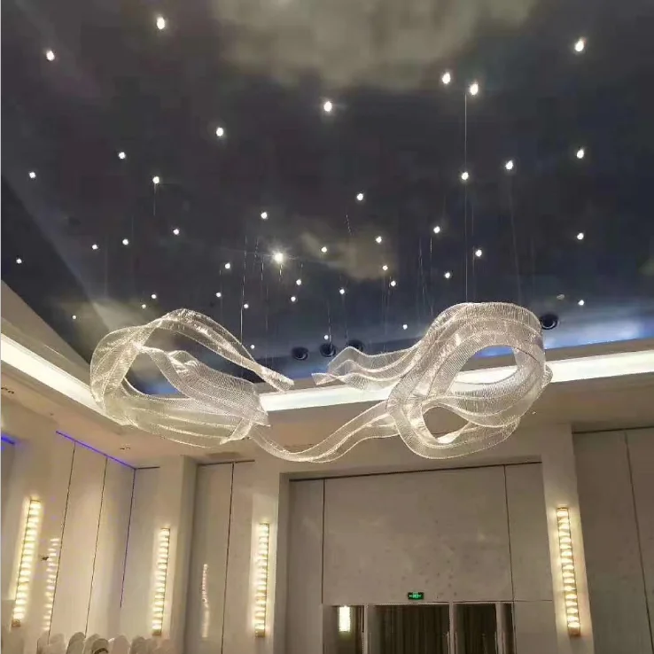Banquet Hall Led Chandelier Lamp Decorative Ribbon Pendant Chandeliers Lighting