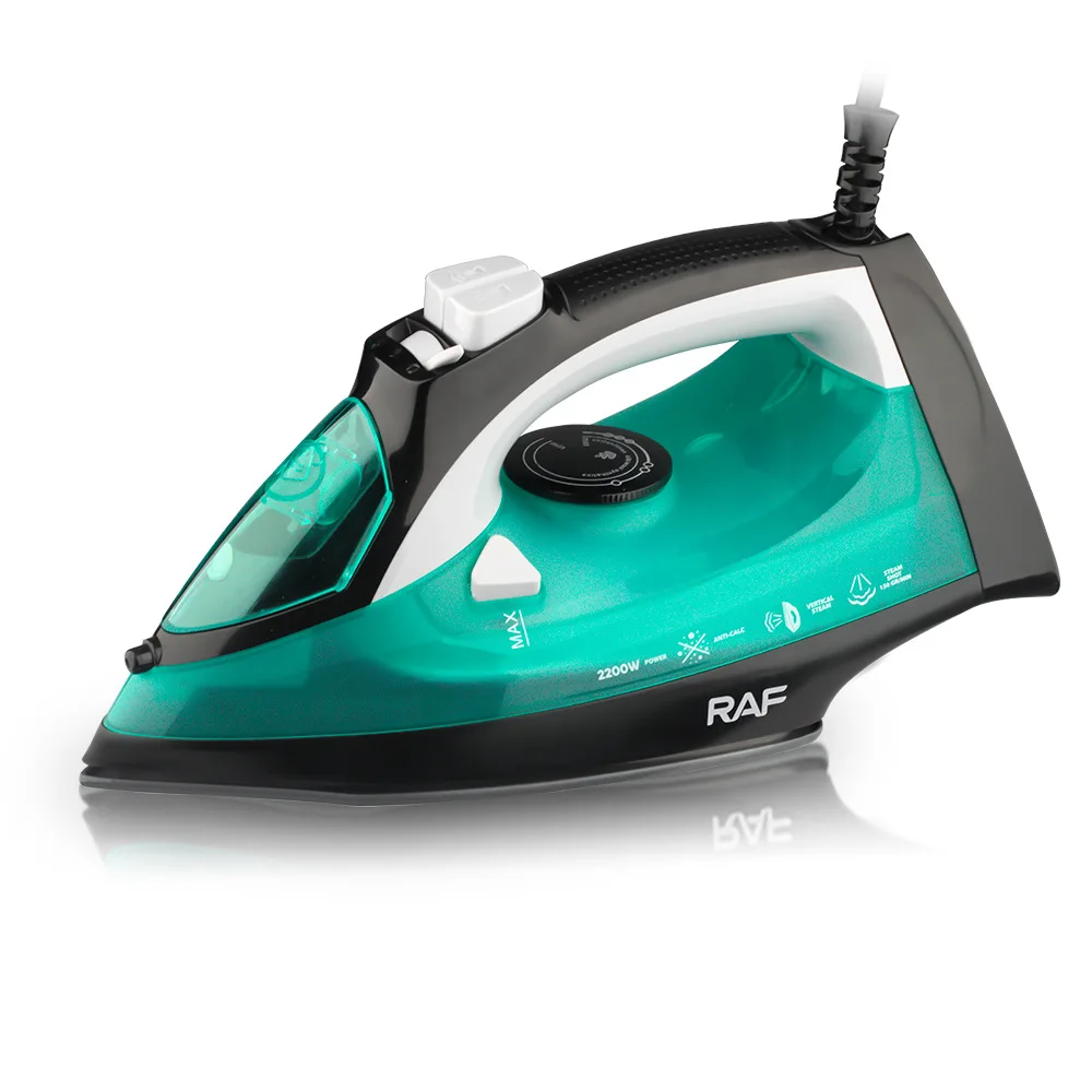 RAF European American 2200W Ceramic Steam Iron Burst Steam 150ml Water Tank 1.4m Cord-Hand-Held Hanging Wire Design for Wet/Dry