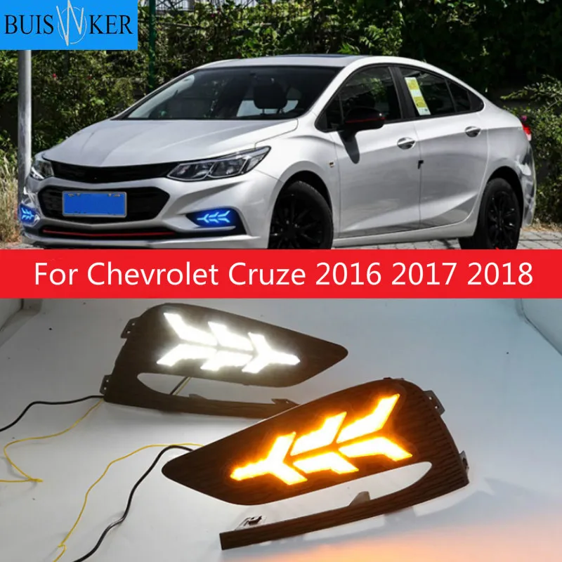 2Pcs DRL For Chevrolet Cruze 2016 2017 2018 Daytime Running Lights fog lamp cover headlight 12V Daylight signal for Chevy