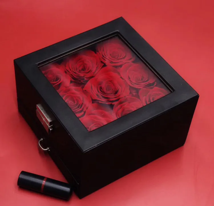 Valentine's Day Red Flower Eternal Rose Jewelry Box Gift For Girlsa 最大