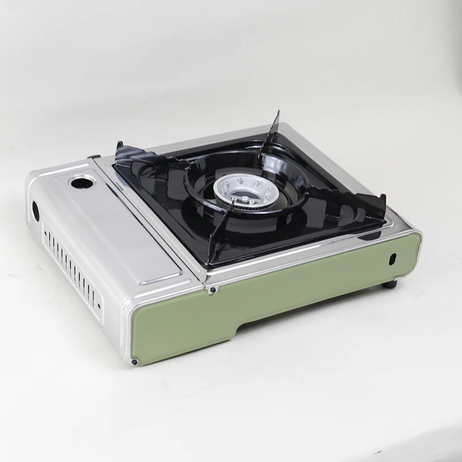 Portable Stainless Steel Butane/Propane Manual Simple Gas Stove for Outdoor Camping BBQ & Picnic Travel with Storage Box