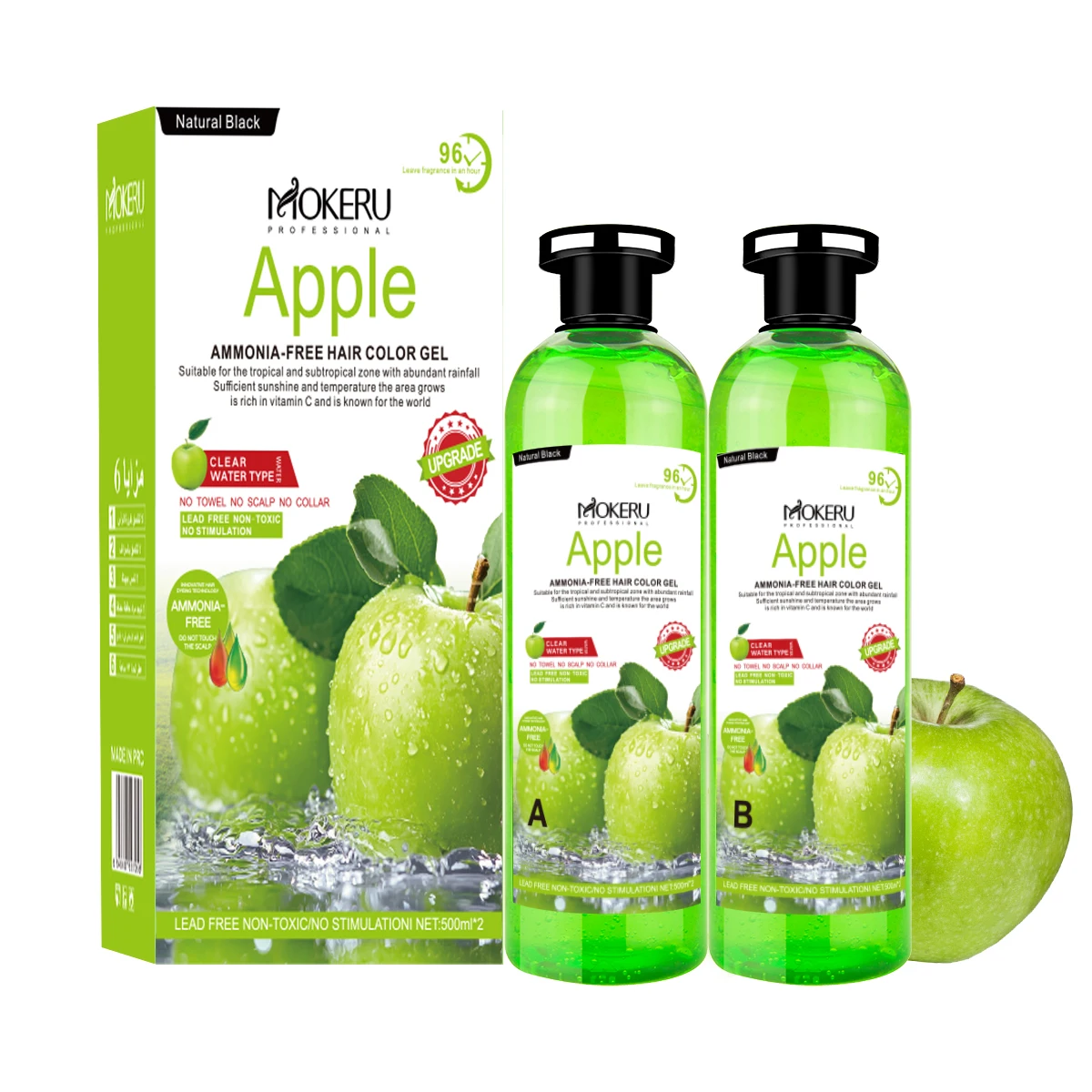 MOKERU 500ML*2 Natural Black Hair Color Gel - Ammonia Free Dye for