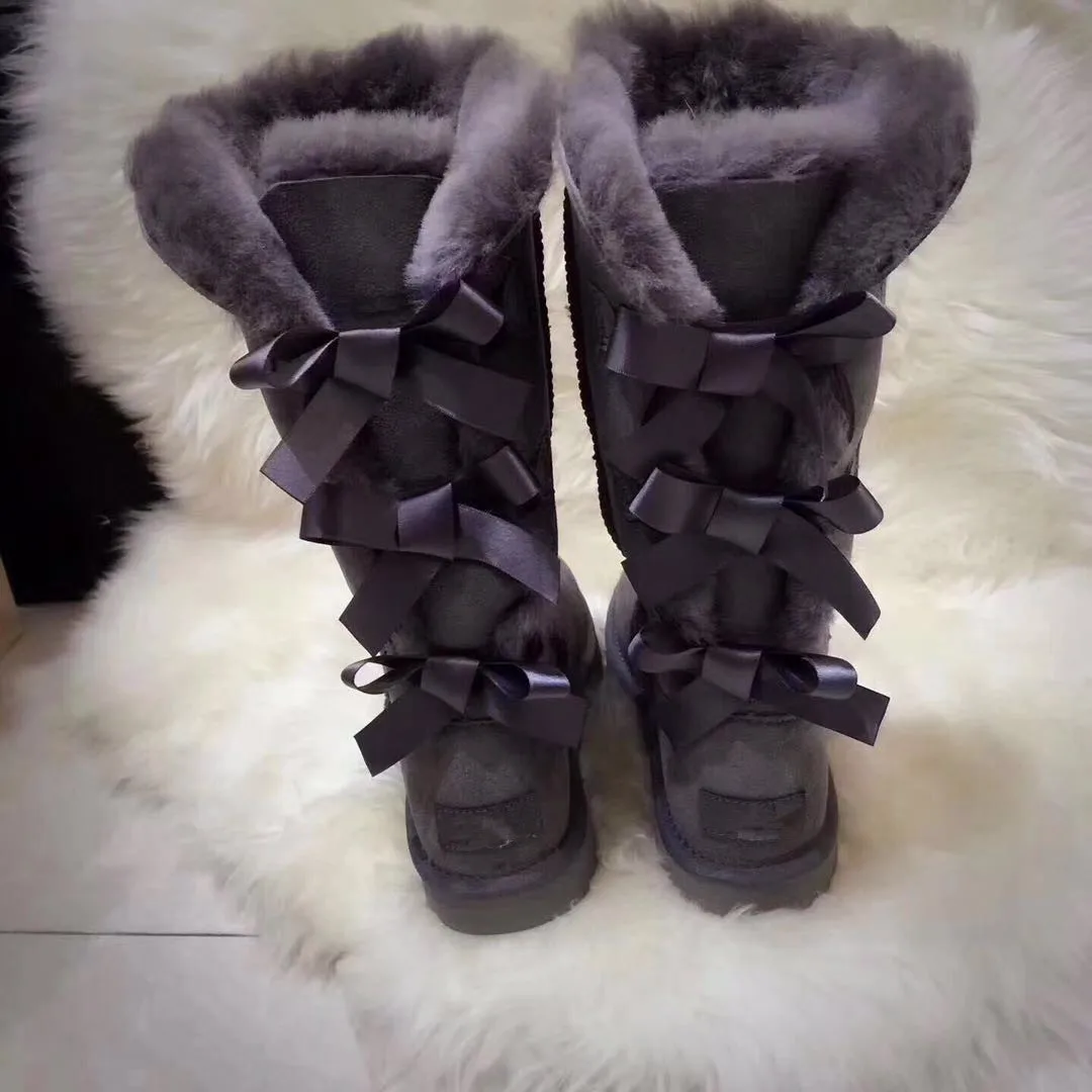 Customizable Classic Cow Suede Leather Winter Warm Long Fur Boots ...