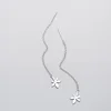 S925 sterling silver fashion long tassel maple leaf earrings
