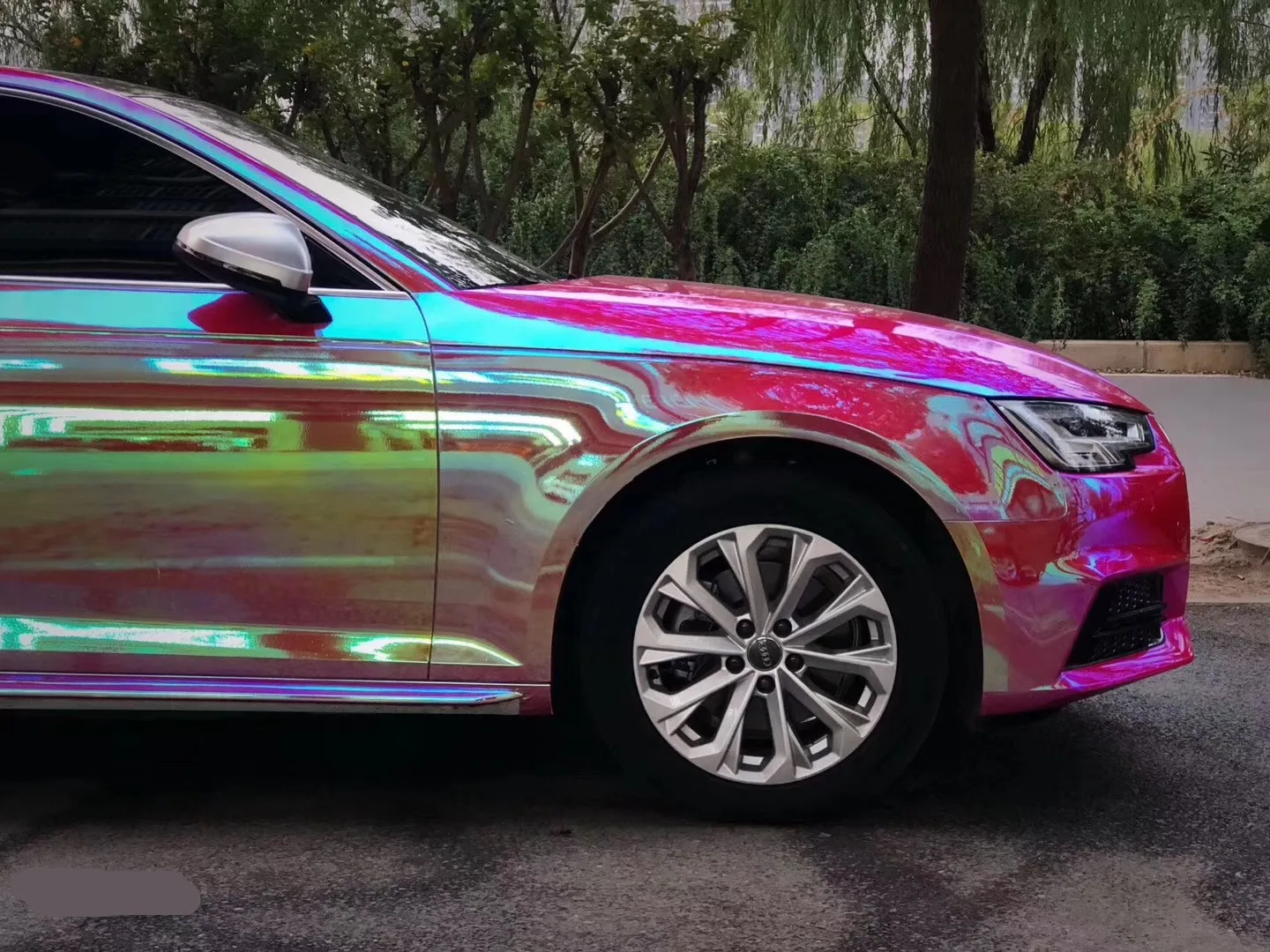 auto dekoration material holo graphische regenbogen chrom vinyl wrap