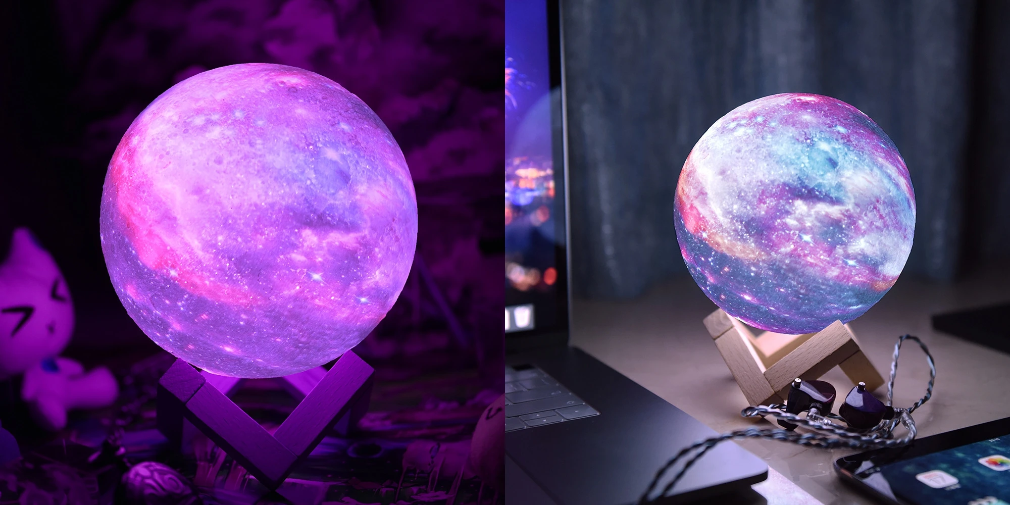 Biumart 8cm Led Space Galaxy Moon Lamp Usb Touch Remote Control Pat 16