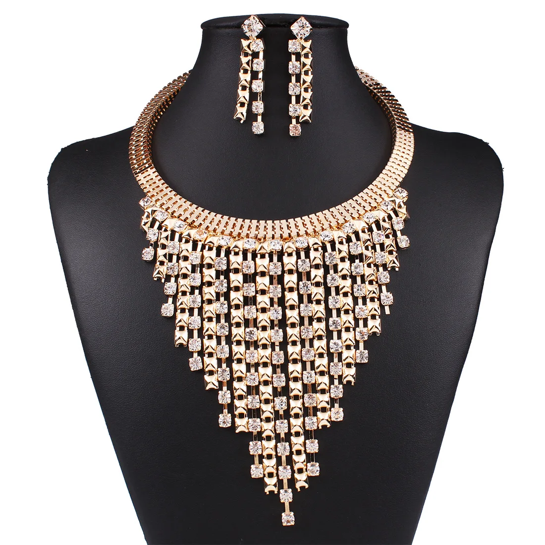 Q3589 High Quality Women Gold Jewelry Set Rhinestones Jewelry Set