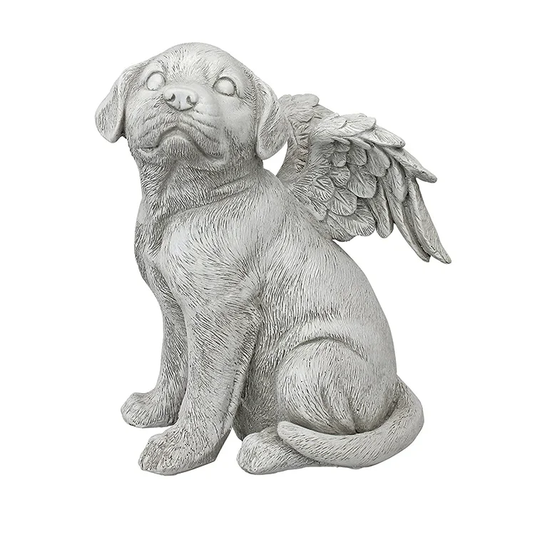 Stone Wings Dogs Memorials Statue For Grave Garden Antique Resin Custom