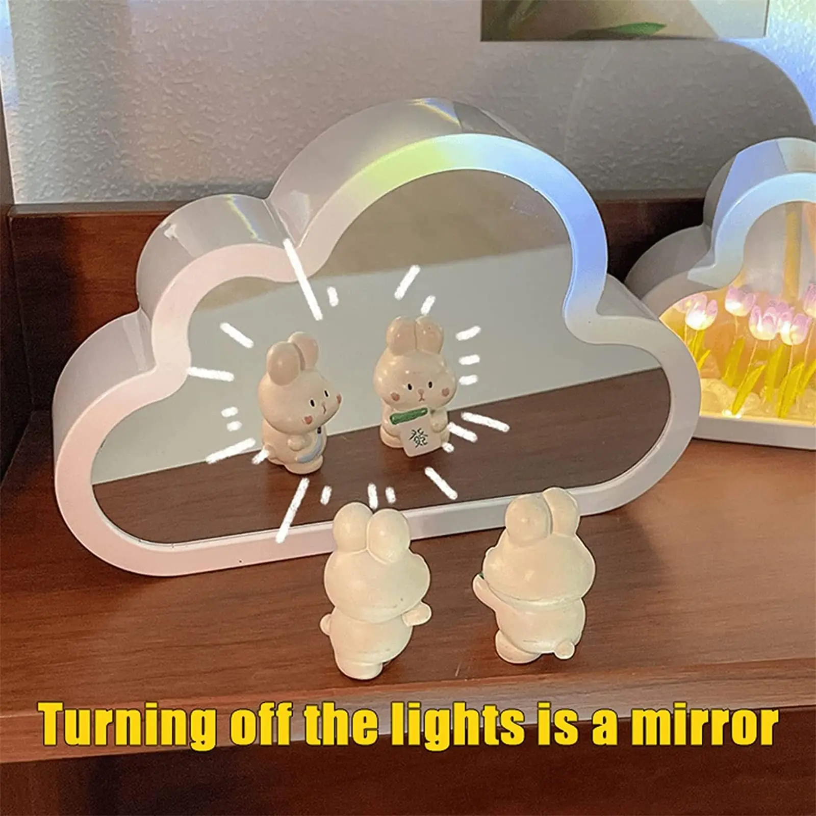 Handmade Cloud Tulip Mirror Light Diy Led Table Lights Romantic Bedside Tulips Lamp For