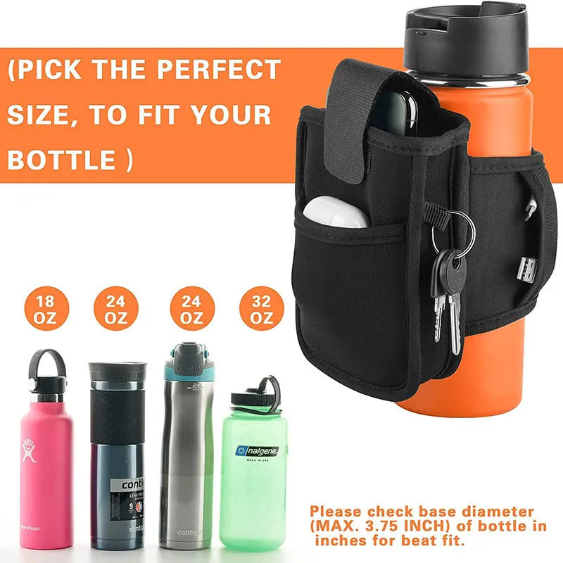 Factory Customized Neoprene Water Bottle Pouch For Running Hiking 18oz