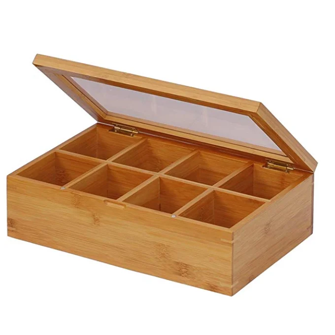 wood tea box with lid