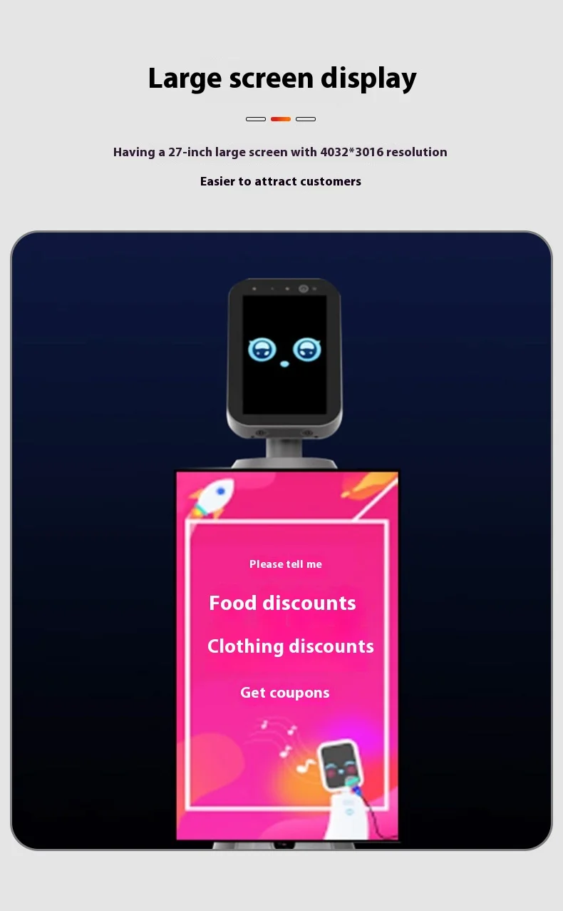 27-Inch Big Screen Display 6 Microphone Service Robot with Voice Interactive Welcome Feature Smart Reception Robot manufacture