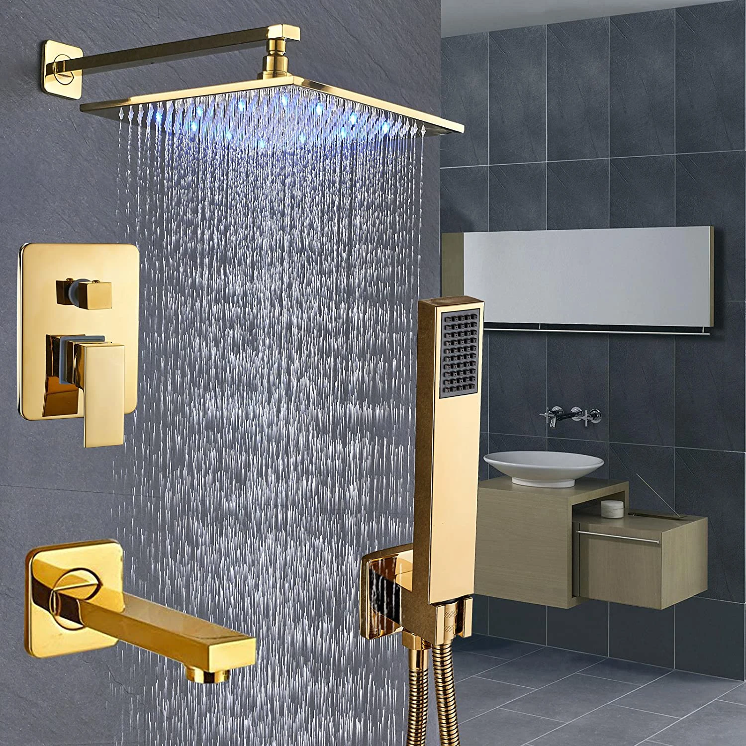 Shower Faucet 24 Spray - Tub/Shower/Handheld Combo - Brushed store Gold