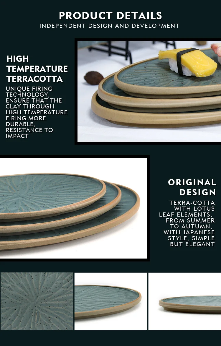 China dinnerware manufacturer ceramic sushi dessert terracotta plate japanese Korean restaurant plates sets dinnerware