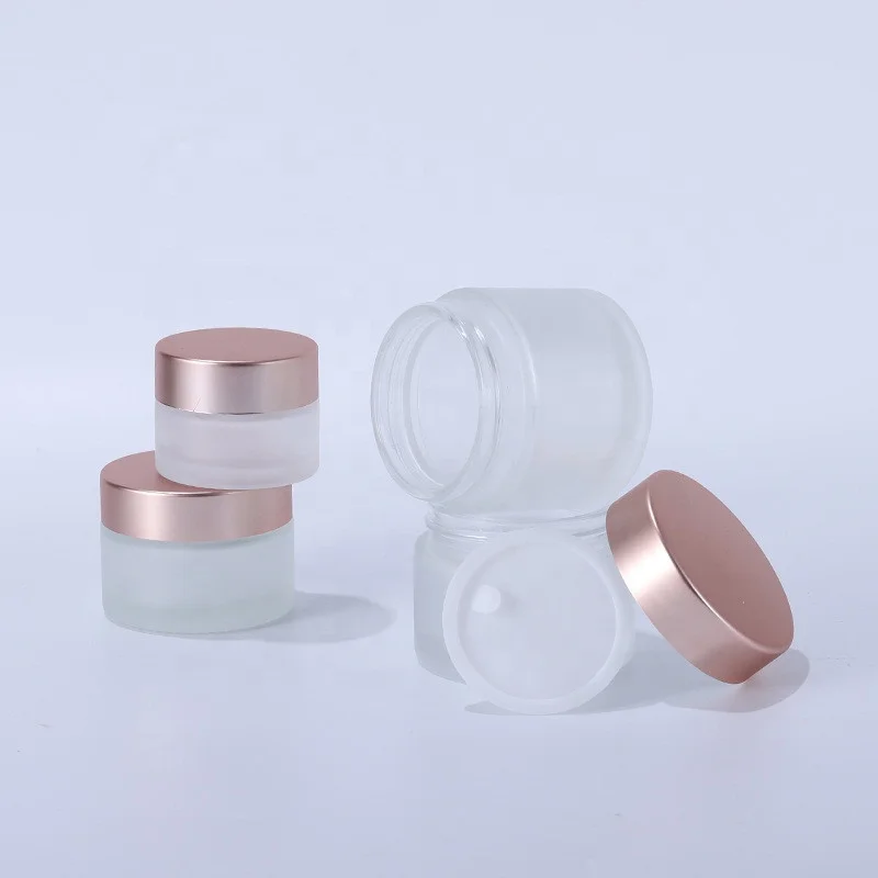 5g-100g Frosted Transparent Glass Rose Gold Cream Jar - Buy Glass Cream ...