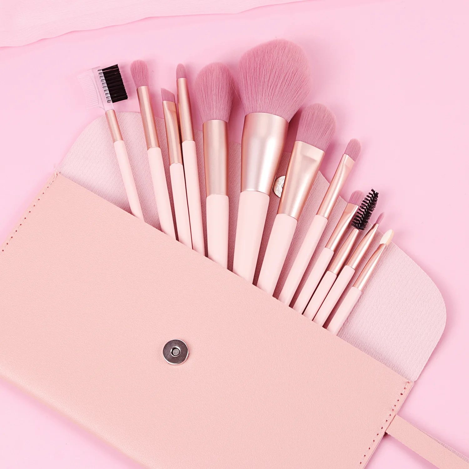 12支全新化妆套刷粉色处理化妆工具化妆套刷粉色溥包或opp袋装