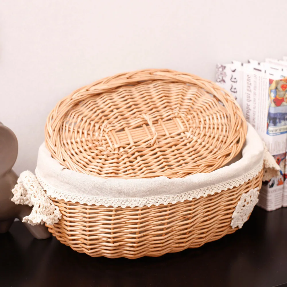 天然柳条深棕色椭圆形巧克力礼篮柳条筐