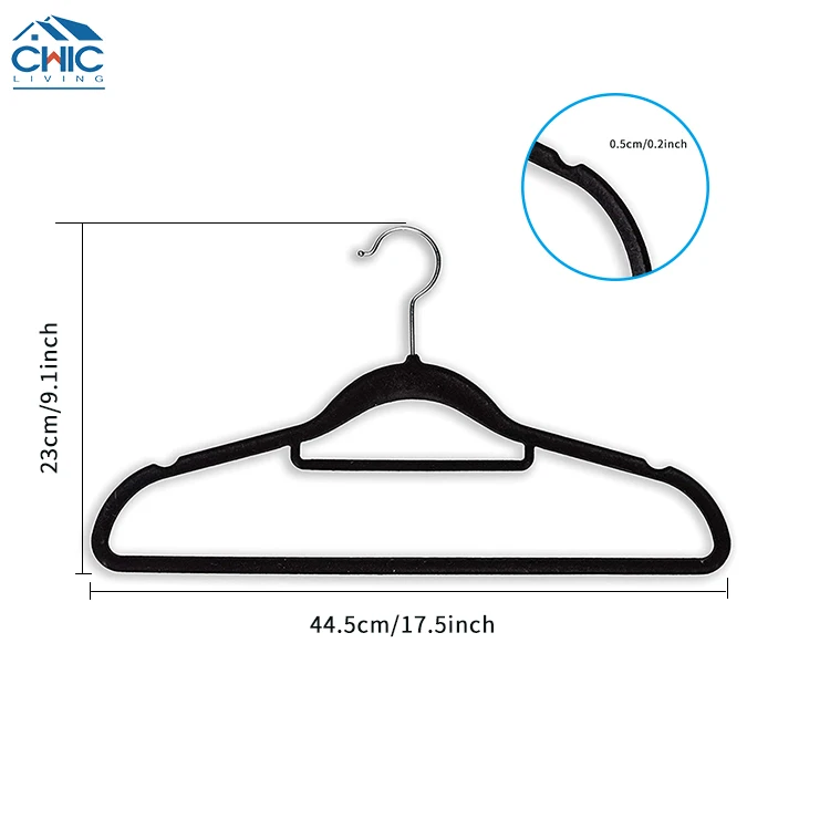 Customized Cloth Hanger Wholesale Black Grey Custom 50 Pack Coat Velvet