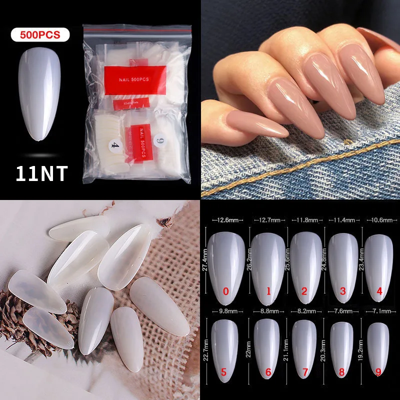 Press On Nails 500pcs Clear False Acrylic Xxl Nail Tips Full Half Cover Tips French Sharp Coffin Ballerina C Curve Fake Nails Buy 500pcs Pro White Clear V Straight Round End Full Half