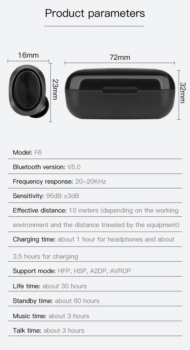 mini headset TWS F6 wireless earphones earbuds - ANKUX.COM
