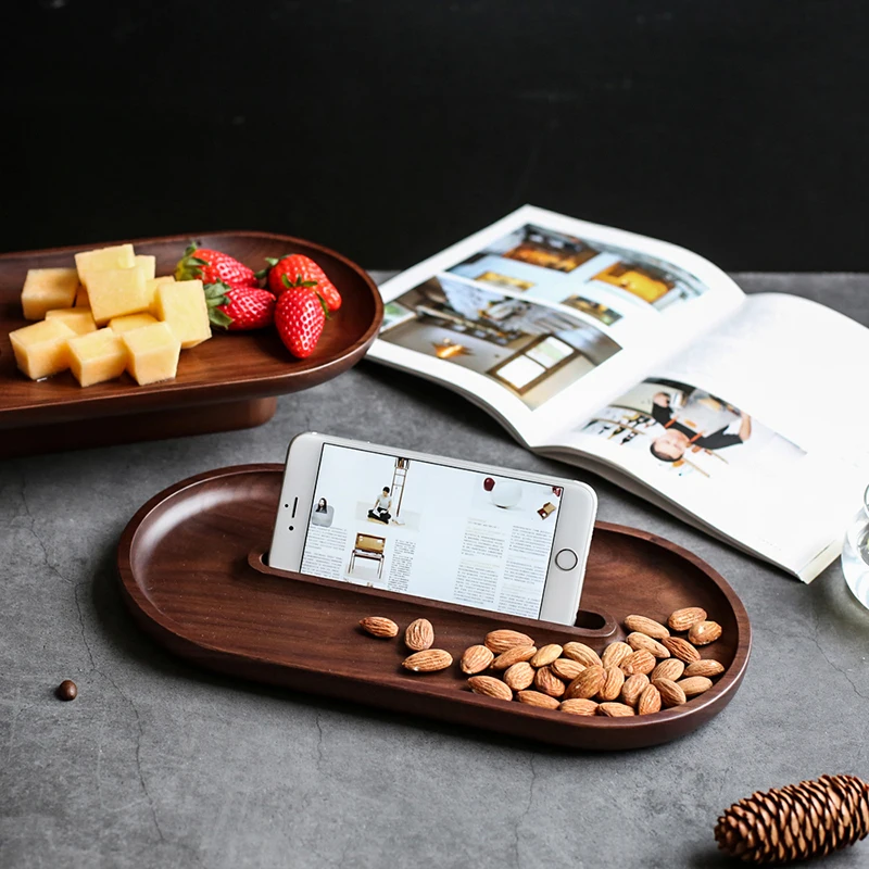 Wholesale Cheapest Solid Wood Retro Fruit Plate Snack Plate Multi