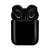 Black color talk and music headset microphone Supports wireless charging function for both charging case and headphone