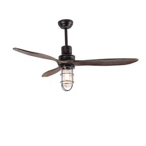 Zhongshan factory LOFT ceiling fan led light wood blade Edison tungsten bulb ceiling fan with light with remote control