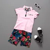 2017 Fashion summer baby boy clothing sets floral short sleeve shirt+pants 2pcs outfits 2-6years cotton kids boy clothes sets