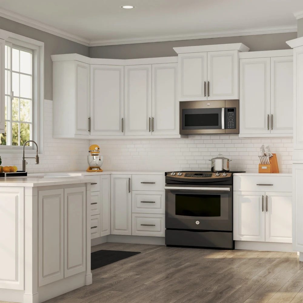 Allure backsplash 1 piece mahogany wood hardwood membrane hinges classic american kitchen cabinet