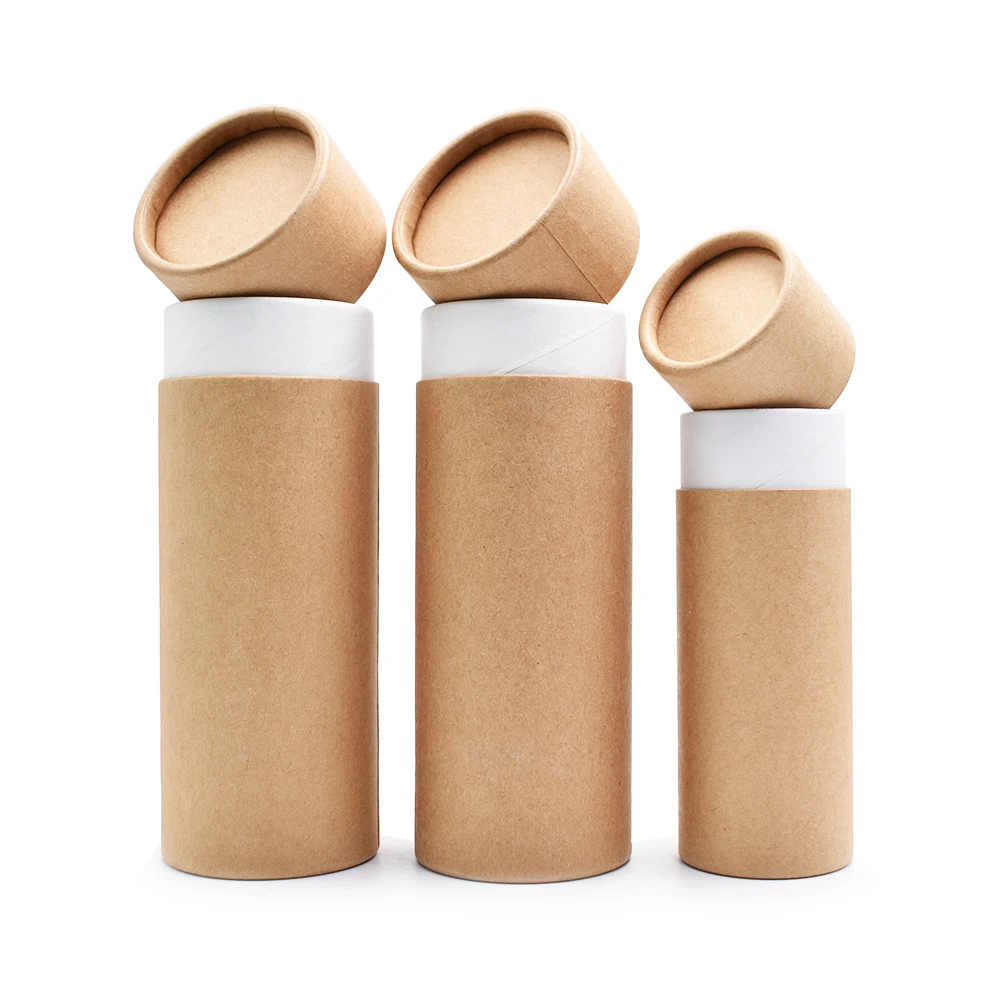 1oz 30ml Cosmetic Kraft Paper Tube Packaging Round Recycled Kraft