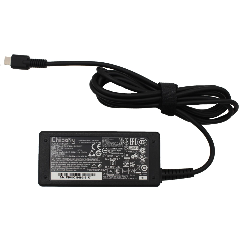 
Adapter Chicony type c 45w for samsung acer 5V 9V 15V 20V A18-045N1A A16-045N1A TPN-CA01 Laptop power Charger chicony 