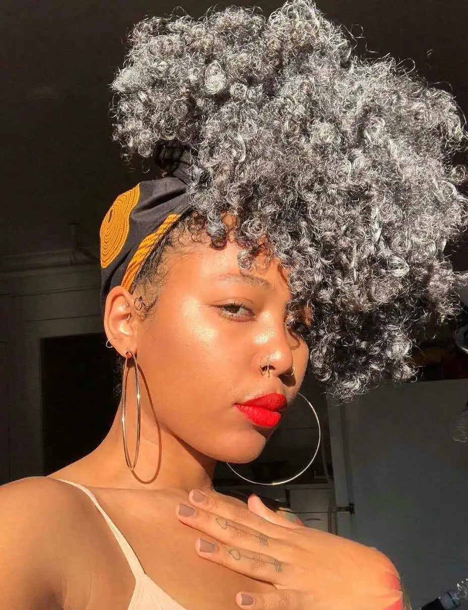 Salt And Pepper Grey Curly Real Ponytail Afro Style Puff 14inch Silver Gray Human Hair Ponytail Salt And Pepper Grey Curly Real Ponytail Afro Style Puff 14inch Silver Gray Human Hair Ponytail