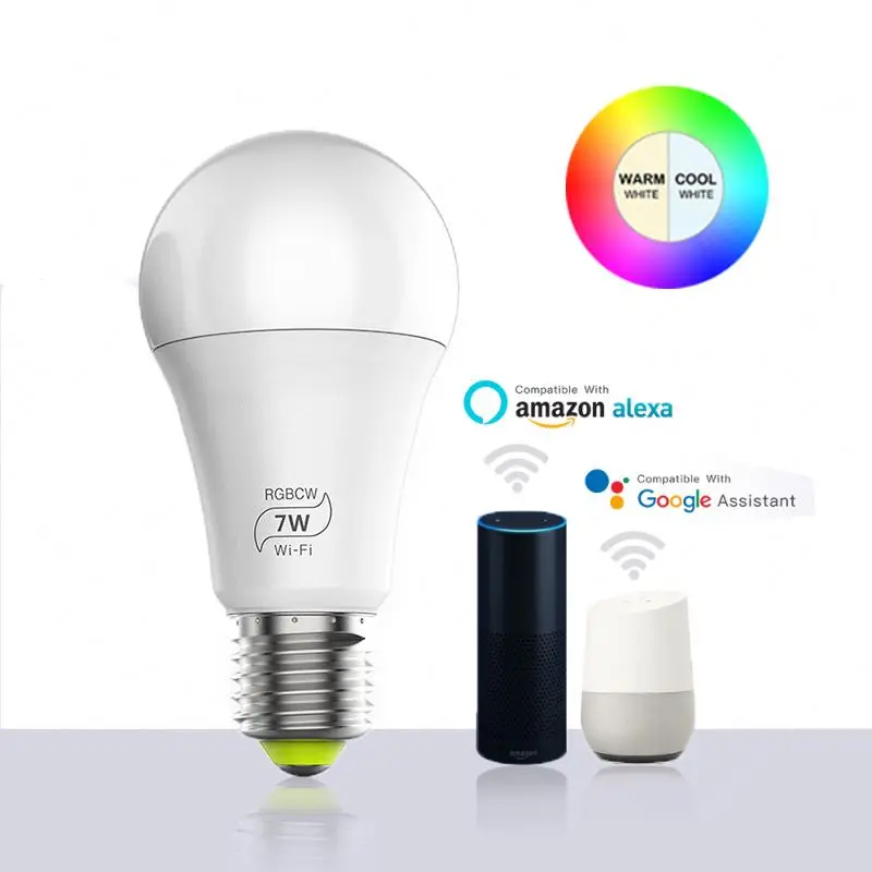 dimmable led smart light bulb E27 bayonet multi colour 7w RGBW alexa google home Magichome solution smart life