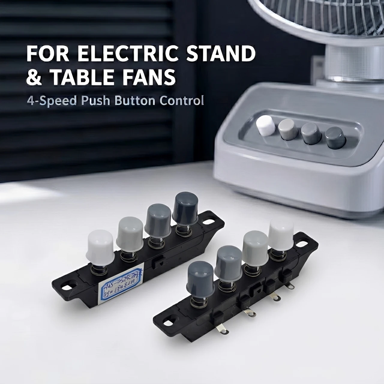 YKFANMOTOR Custom Color ABS Plastic Push Boton Fan Control Switch 3-Speed 4-Key for Household Electric Fan